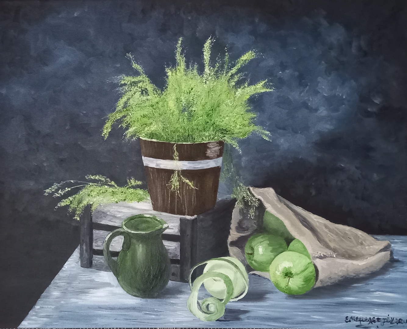 Composition with green apples